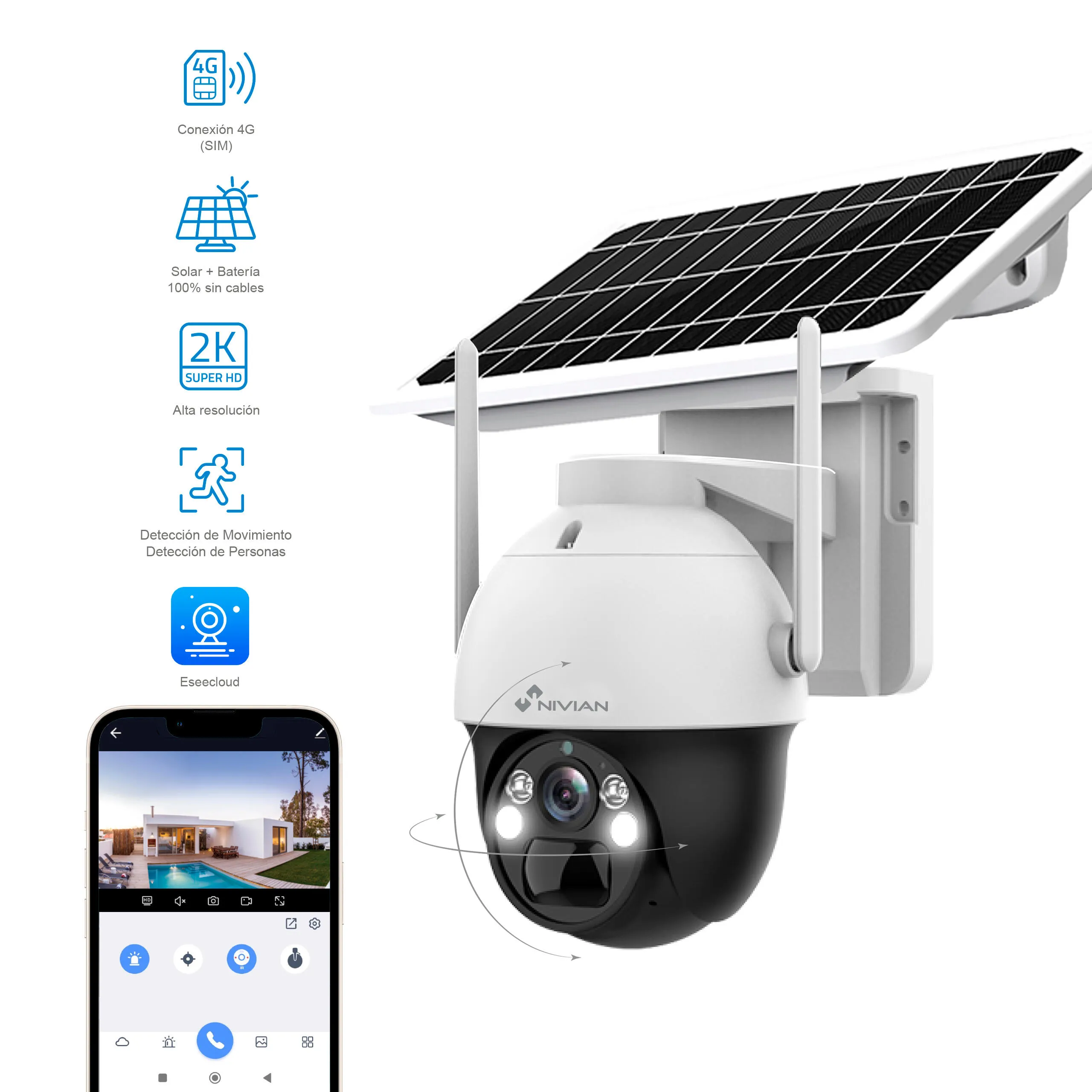 VideoCam SOLAR 360º - Wifi 4G + SIM